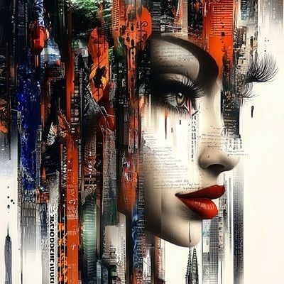 Portrait féminin surréaliste au milieu d